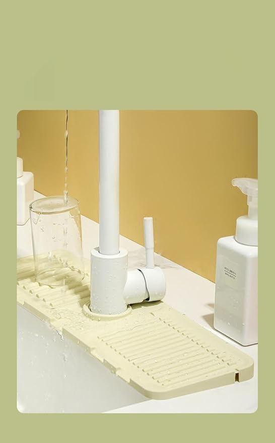 Sink Faucet Absorbing Mat, Kitchen Sink Splash Guard Longer Silicone Sink