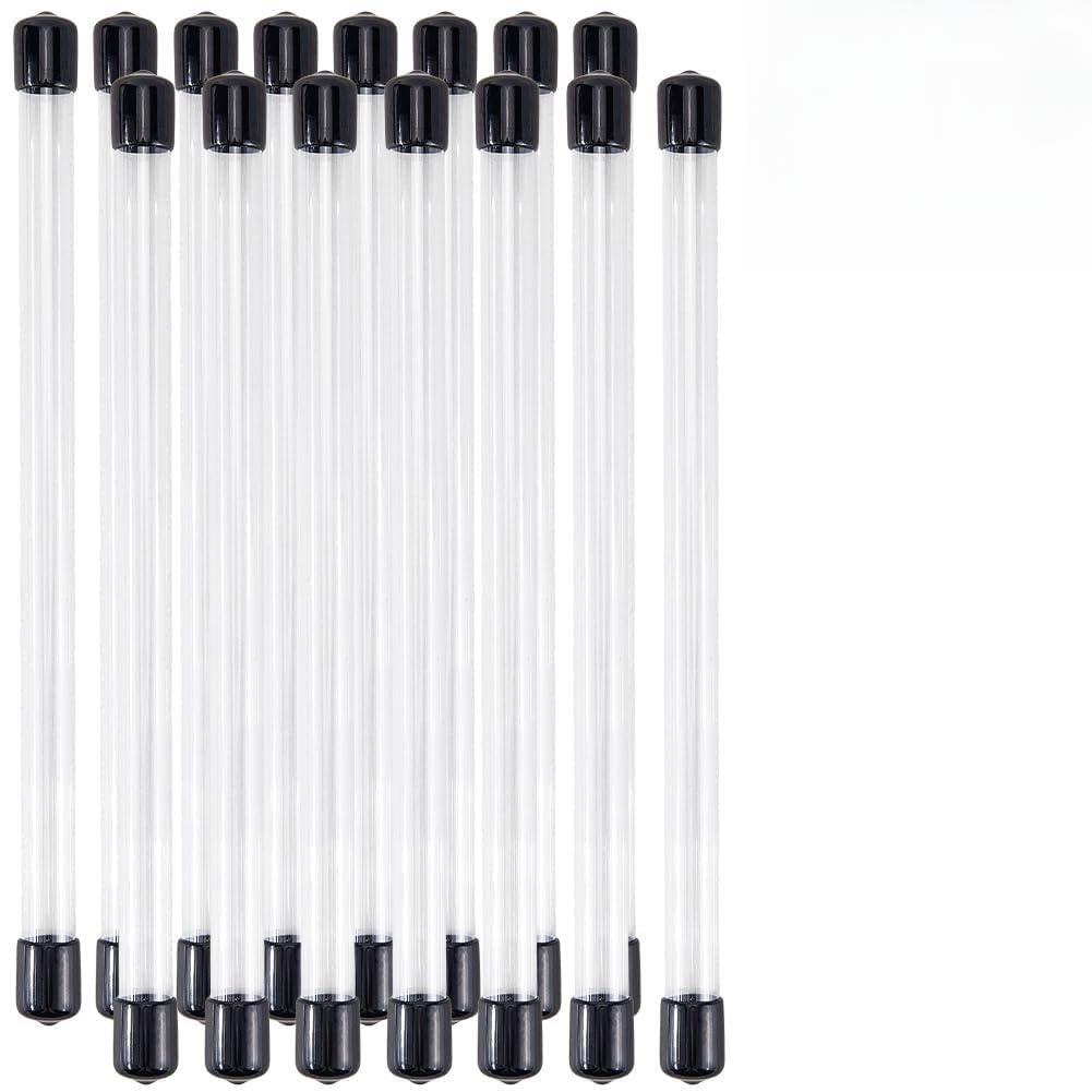 CREATCABIN 15Pcs Incense Stick Storage Tube Clear Tube Container with Sticker Black Lid 8.9 Inch Transparent Clear Column Protector Case Holders for Preserves Incense Aroma Bath Salt Yoga Storage