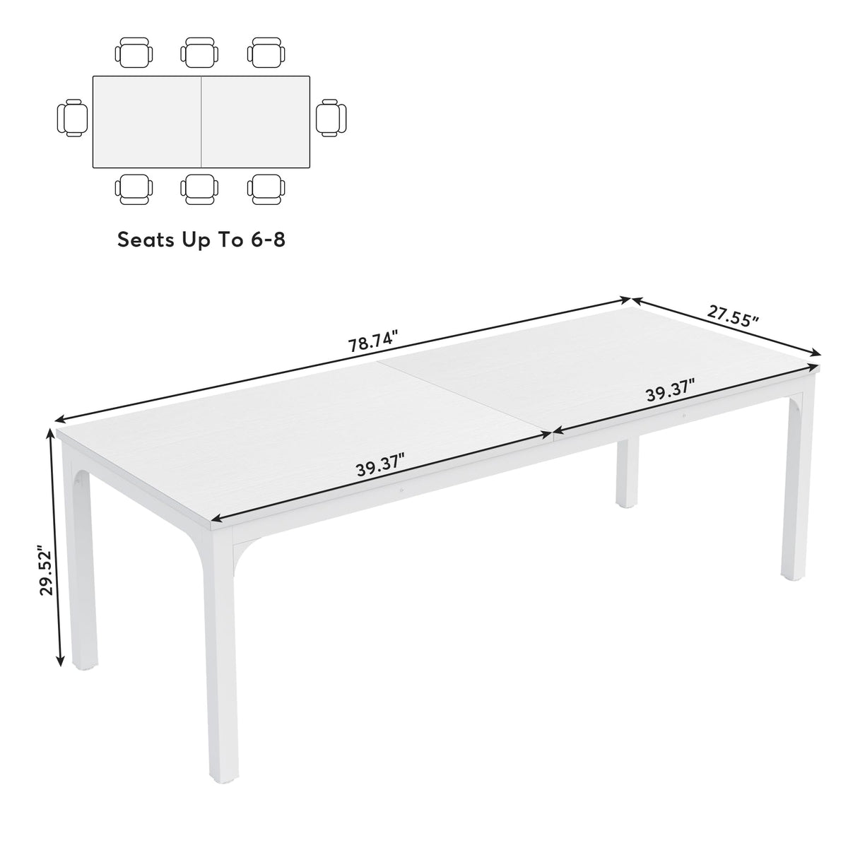 Tribesigns Conference Table, 78.7-Inch Rectangle Meeting Seminar Table, Large Business Office Conference Tables for 6-8 People (Only Table)