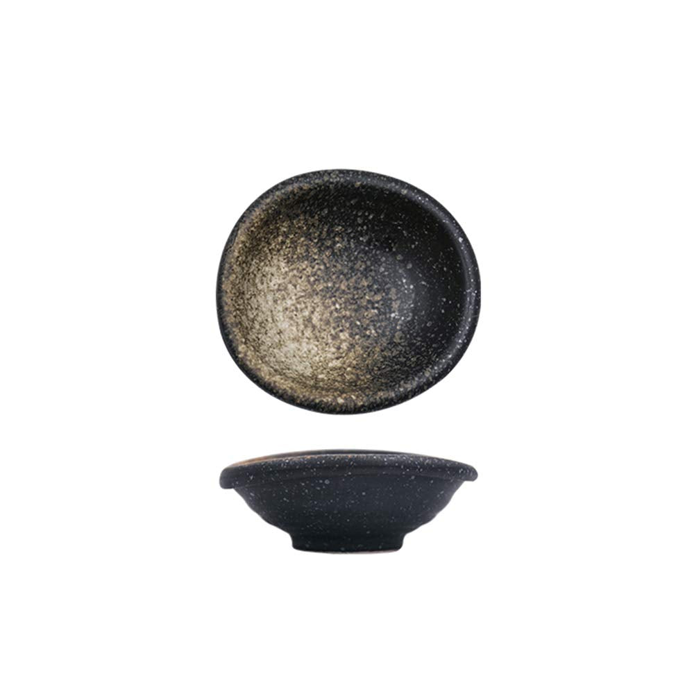 Colias Wing 3.5 Inch Retro Style Black&White Stylish Design Multipurpose Porcelain Side Dish Bowl Seasoning Dishes Soy Dipping Sauce Dishes-Set of 5