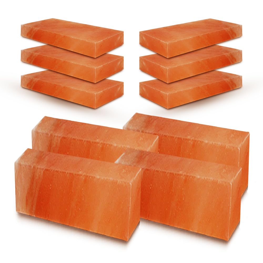ZK Himalayan Thinest Salt Tiles 8”x4”x0.75” Pack of 10 for Sauna and Spa- Pink Salt Bricks for Salt Wall, Salt Blocks of 1.95 lbs for Home Dye Decor & Improvement Projects