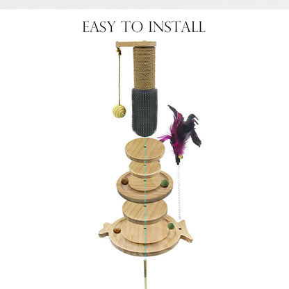 Marchul 5 in 1 Cat Toys - Cat Sisal Rope Scratching Post with Hanging Ball, Interactive Track Toy Ball for Indoor Playing