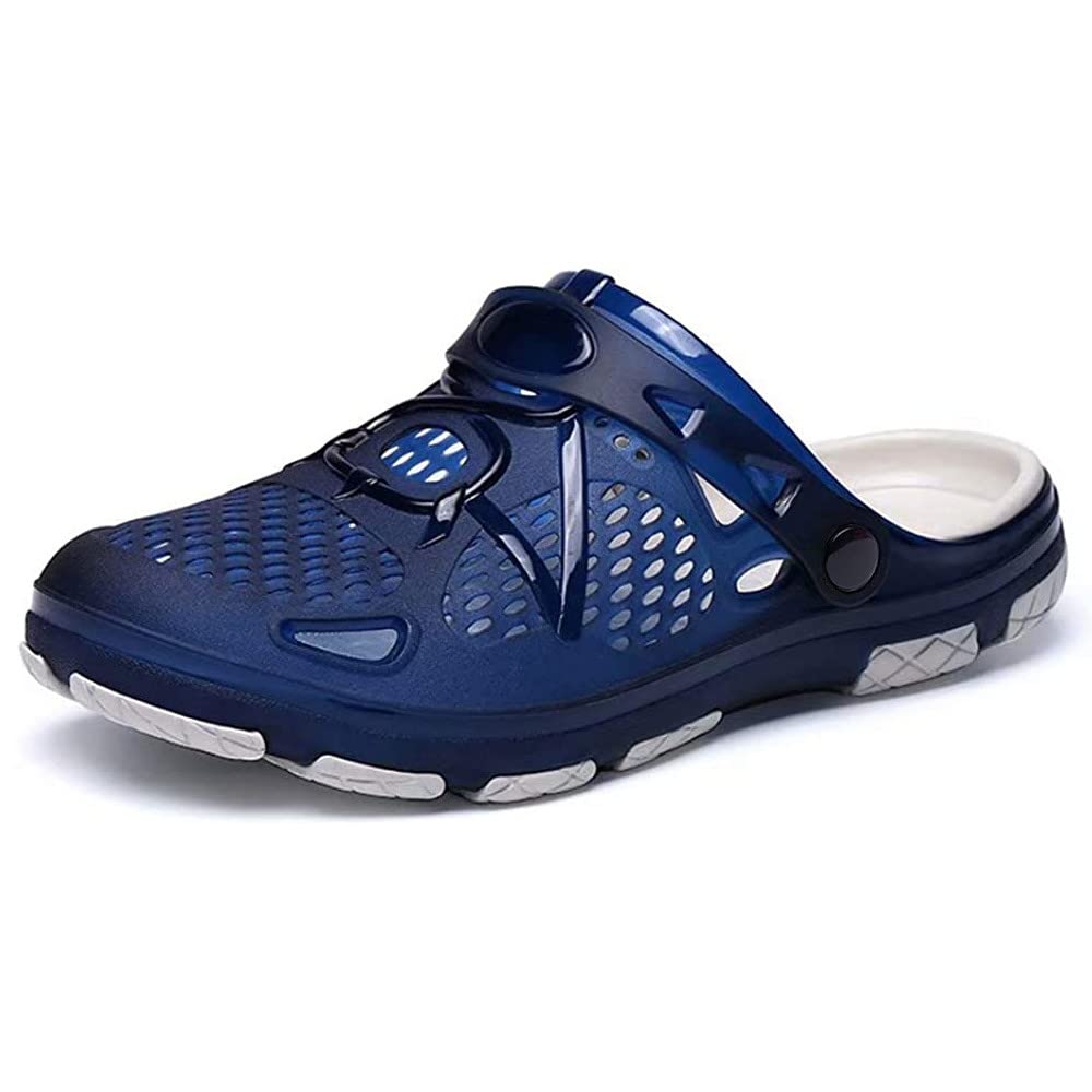 Mens Clogs Lightweight Garden Sandals Breathable Clogs for Men Summer Slippers Casual Mules Outdoor Pool Beach Yard Blue Size UK 10