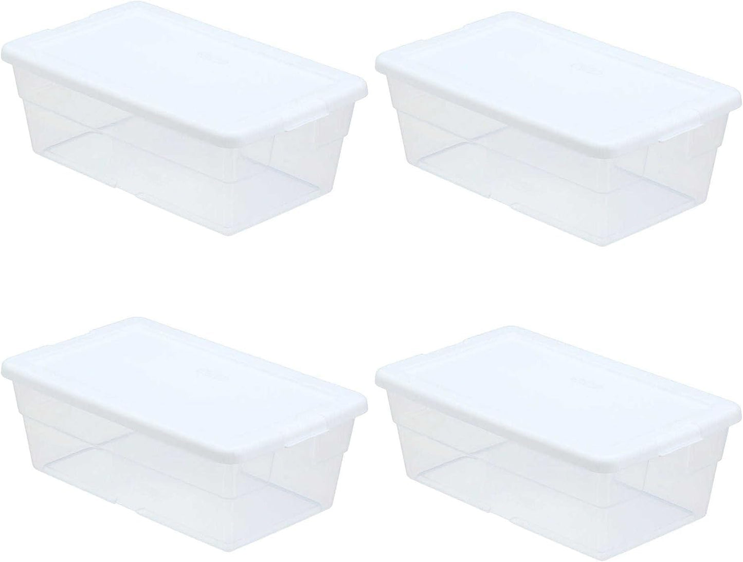 Sterilite Storage Box 13.5" X 8.3" X 4.8", 6 Qt. Clear - Pack of 4