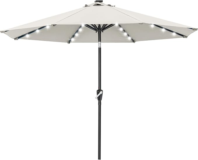 ABCCANOPY 10FT Durable Solar Led Patio Umbrellas with 32LED Lights (Light Beige)