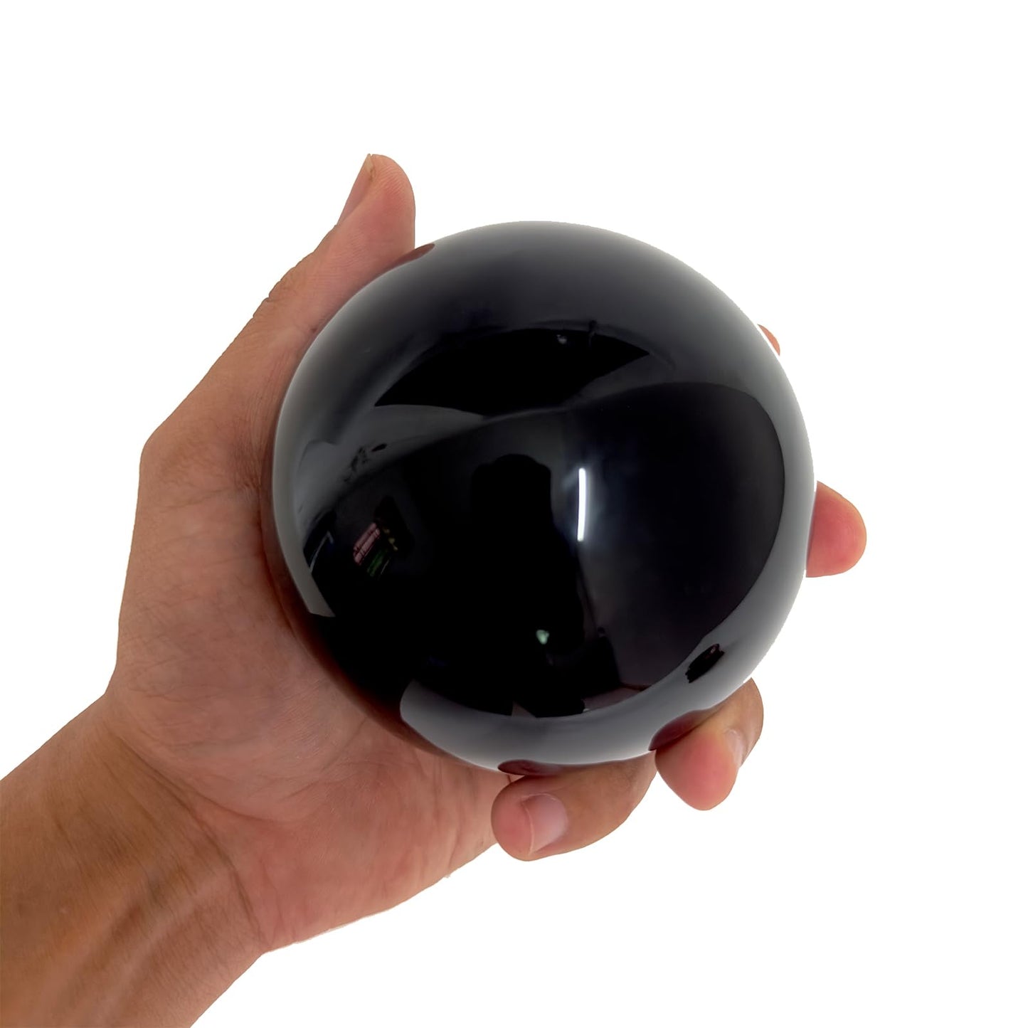 Lodkksg Black Obsidian Crystal Ball 90mm (3.54-inch) with Wooden Stand — Natural Polished Black scrying Ball, Suitable for Meditation and Home Decor.