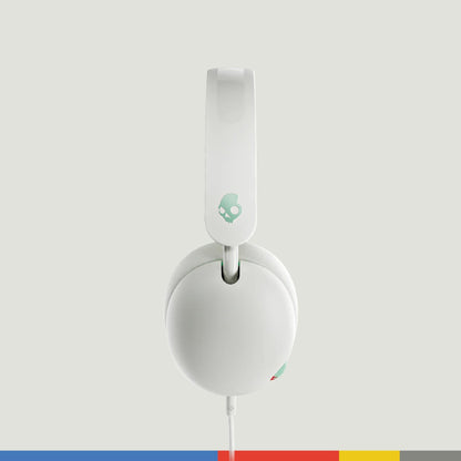 Skullcandy Grom Wired Headphones, Volume-Limiting Audio, Comfortable Over-Ear Fit, Foldable, Designed for Kids 6+, Convenient for Travel with 3.5mm AUX Plug, Built-in Microphone - Bone Seafoam
