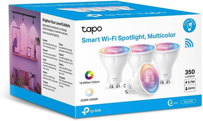Tapo L630 (4-Pack) Smart Bulb, Alexa Light Bulb, Smart Light Bulb Spotlight, GU10 Lamp Base, 16 Million Colours, White Tunable, High Lumen & Dimmable, Remote Control, Voice Control Alexa & Google