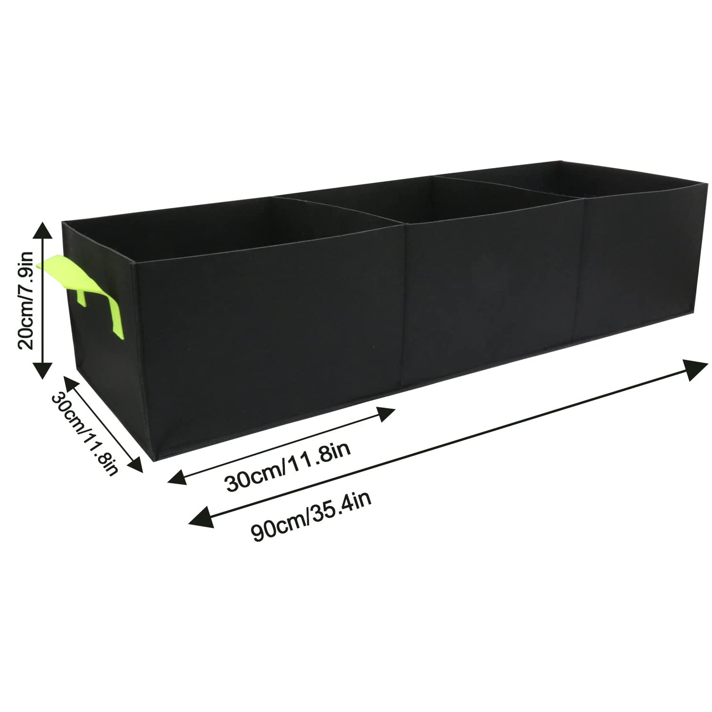 Auroal 15 Gallon Grow Bags 2 Pack, 3 Compartments Rectangle Raised Planting Bags, 400g Heavy Duty Nonwoven Fabric Planter Pots for Vegetable Tomato Herb Flower Indoor Outdoor Gardening(Black)