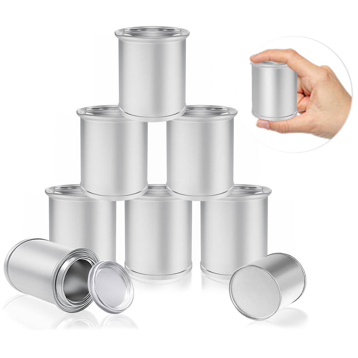 Esamploe 8 Pack Empty Metal Paint Cans with Lids(1/4 Pint Size),1/2 Cup Capacity Touch Up Paint Containers,Paint Storage Containers for Leftover Paint,Tiny Empty Unlined Pint Paint Pails
