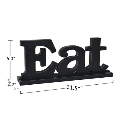 E-view Wooden Family Sign for Home Decor - Decorative Letters Tabletop Word Plaque Home Décor Accents (Eat)