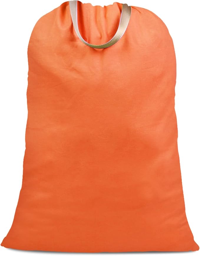 Cotton Canvas Laundry Bag with Handles & Drawstring Straps, Heavy Duty Extra