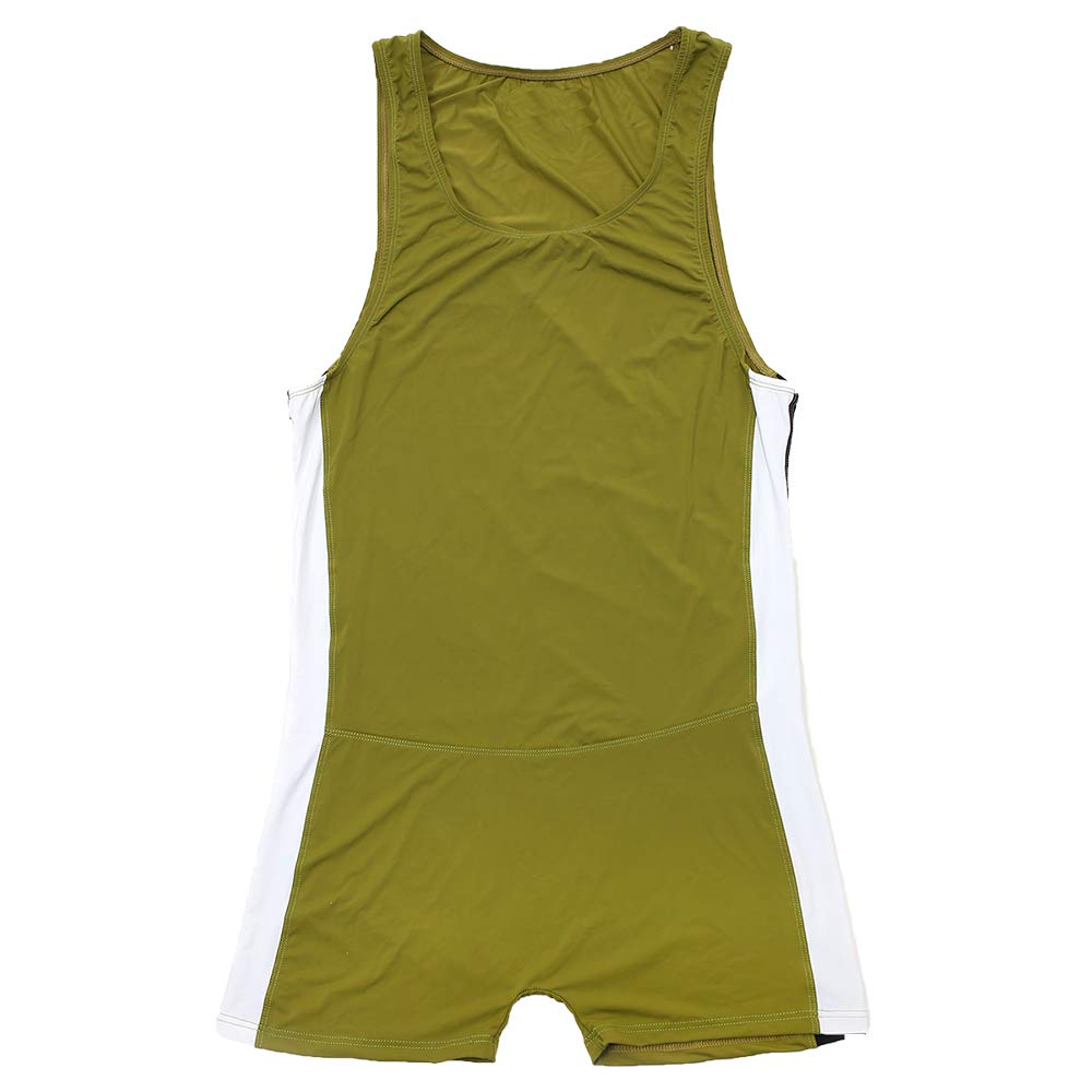 SPNSSTCR Men Bodysuit Sports Gym Athletic Supporters Undershirts Boxers Wrestling Singlets Jumpsuits Leotard (Green, M)
