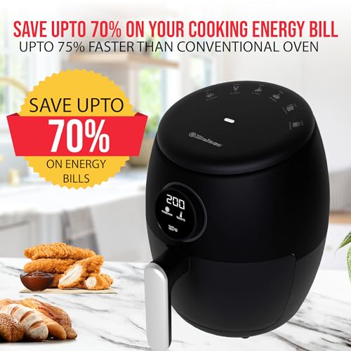 Belaco Air Fryer, 2L Digital Display, Rapid Air Circulation, Air Fryers, 60 Min Timer, Adjustable Temperature, Dishwasher Safe Basket BEL-AF-02