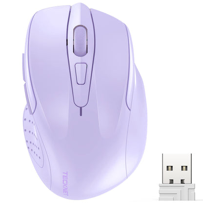 TECKNET Wireless Mouse, 2.4G Ergonomic Optical Mouse, Computer Mouse for Laptop, PC, Computer, Chromebook, Notebook, 6 Buttons, 24 Months Battery Life, 2600 DPI, 5 Adjustment Levels