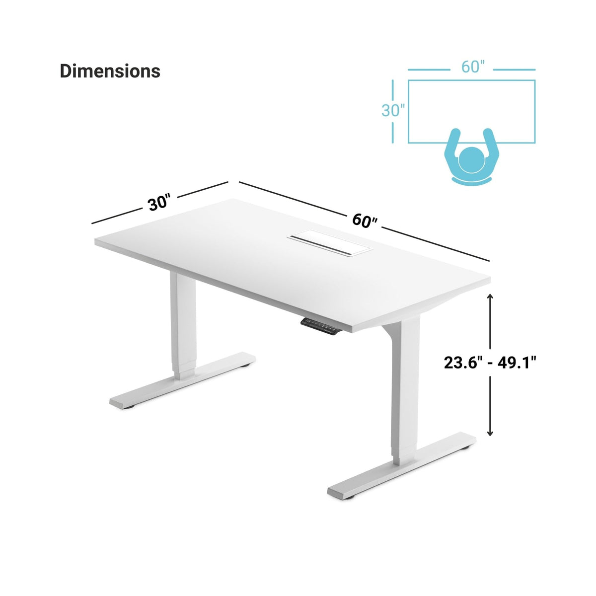 Progressive Desk Stand Up Adjustable Height Electric Standing Desk - 60"x30" Dual Motor, Computer Workstation Table for Home Office - Bright Beech, White Frame