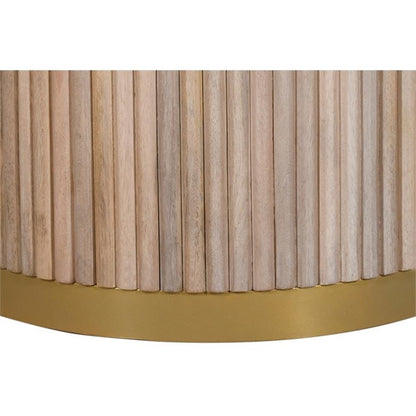 Meridian Furniture 876-T Oakhill Collection Modern | Contemporary Dining Table with White Oak Finish, Solid Mango Wood, Brushed Gold Base, Fluted Wood, 48" W x 48" D x 30" H, Natural