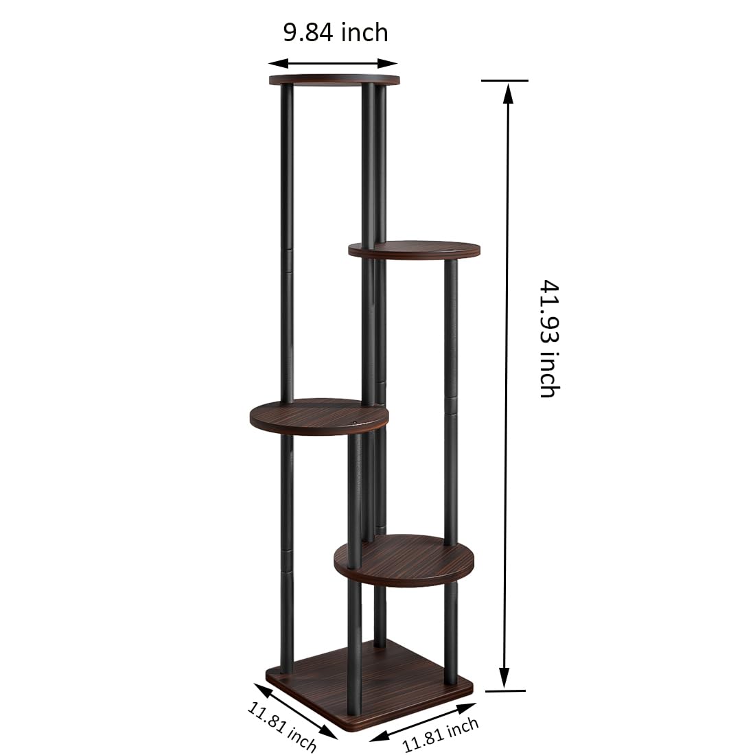 AZERPIAN Plant Stand Indoor 5 Tier Metal Plant Shelf for Multiple Plants Corner Tall Flower Holders for Living Room Balcony Bedroom Patio Garden (Black Oak, 5 Tier)