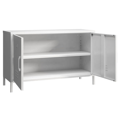 Elitehouse 2 Door Steel Accent Cabinet,White Metal Storage Cabinet with Adjustable Shelf,2-Tier Office Cabinet,Multipurpose Metal Locker Storage Cabinet for Office Home,Music Studio