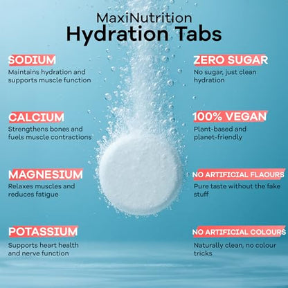 MaxiNutrition Hydration tabs, Green Apple, Zero Sugar| Effervescent Electrolyte Tablets| for Improved Hydration and Recovery | Suitable for Vegans and Vegetarians | 6 x 10 Tablets (6 Pack)