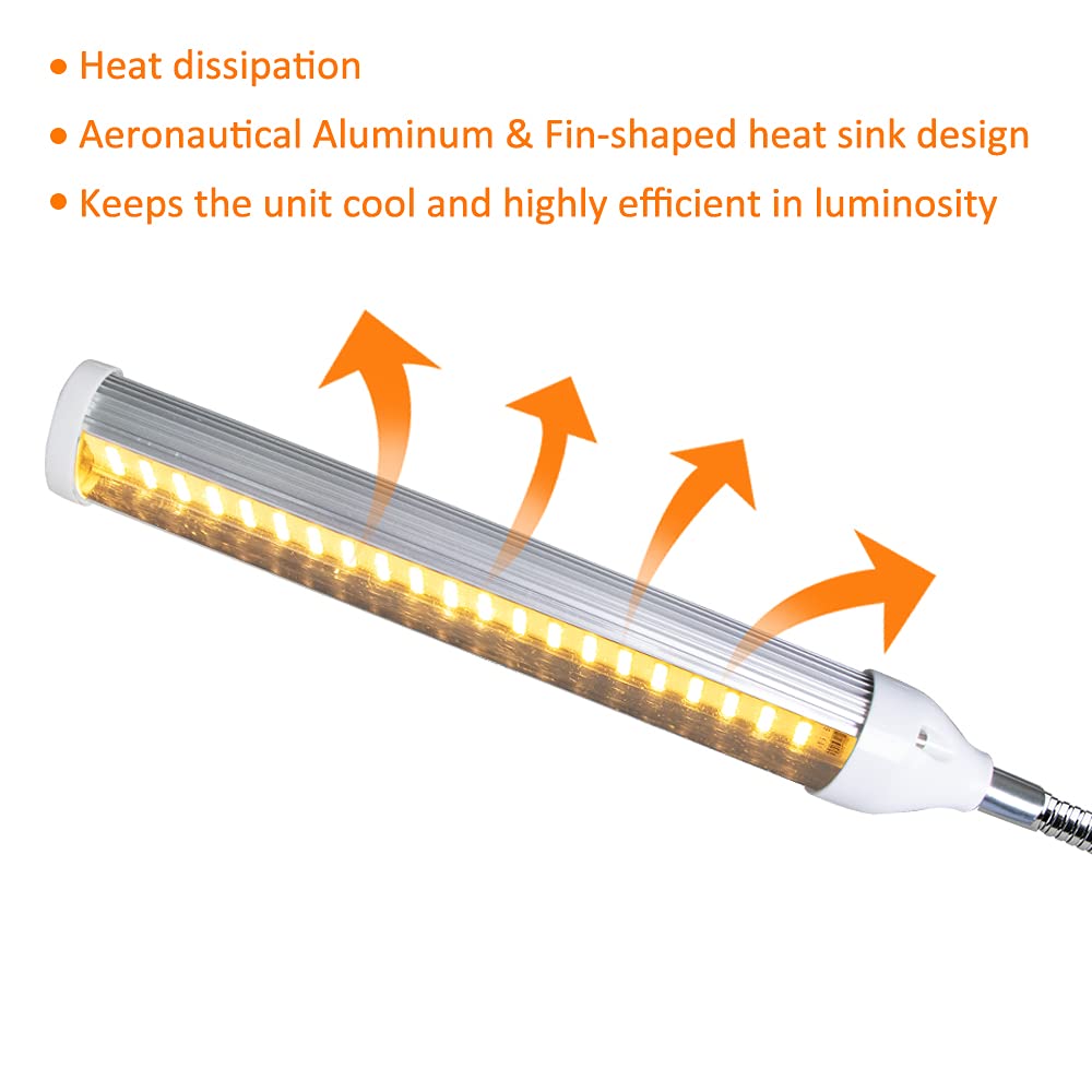 ELITUN LED Grow Light for Indoor Plants, Full Spectrum Plant-Growing Lamp with 315 LED Lamp Beads,5 Dimmable Levels & 3 Modes Timing Function, Auto On/Off (3 Heads Light)