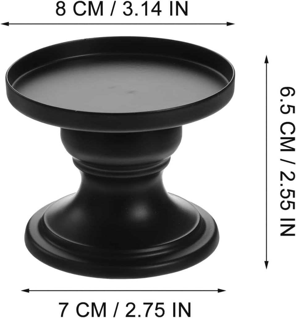 Matte Black Iron Pillar Candle Holders - Set of 2 Candlestick Holders, Metal Candle Holder for Pillar & Taper, Table Mantle Fireplace Farmhouse Home Decor