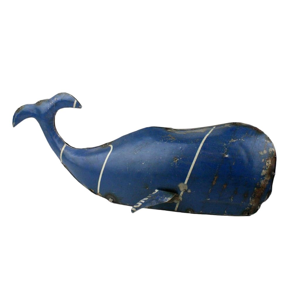 HomArt Reclaimed Metal Decorative Sculpture, Small Whale (5528-0)