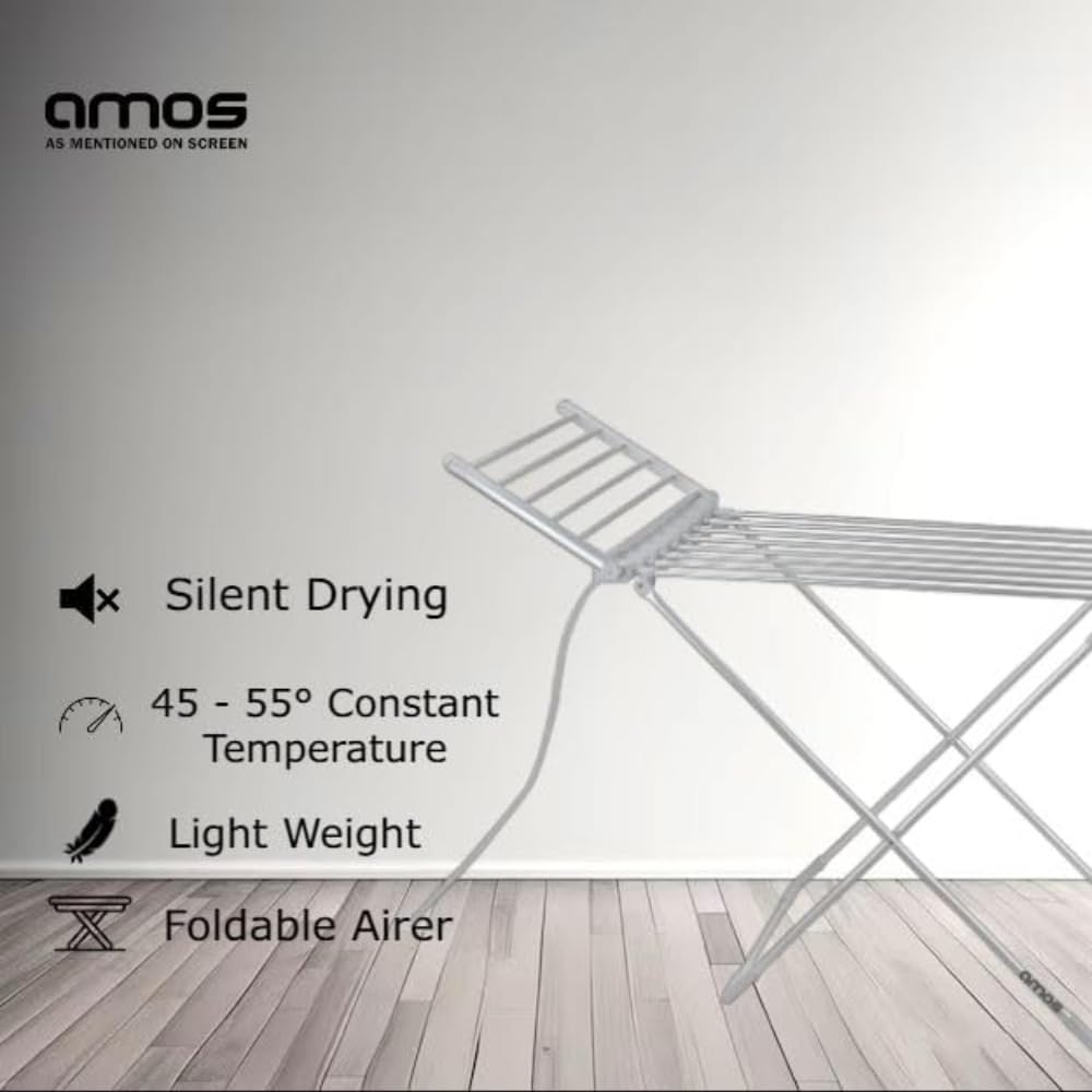 AMOS 230 Electric Heated Clothes Dryer Rack with Cover, Folding Energy-Efficient Indoor Laundry Airer for Fast Drying, Portable & Compact