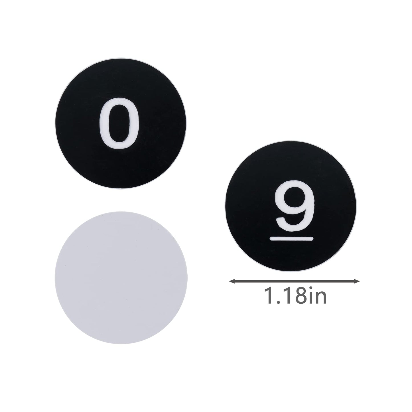 StayMax Round Plastic Numbered Discs Number Tags Engraved Numbered Tags Without Hole (0-50, Black)