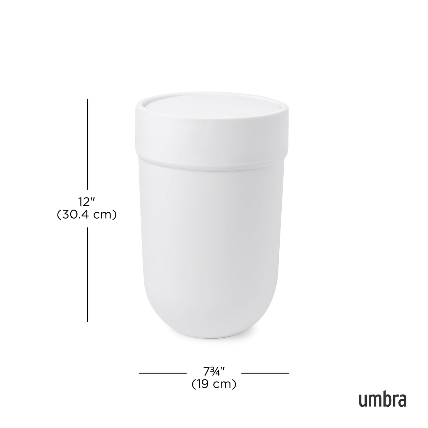 Umbra 023269-660 Touch, Small Trash, Swing Waste Basket, Garbage Can with Lid for Washroom/Bathroom, White Bath