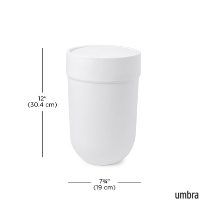Umbra 023269-660 Touch, Small Trash, Swing Waste Basket, Garbage Can with Lid for Washroom/Bathroom, White Bath