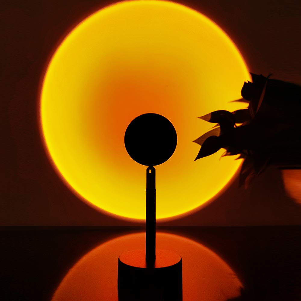 Balkwan Sunset Lamp Projection Rotation Rainbow Lamp Led Romantic Visual Led Light Network Red Light with USB Modern Floor Stand Night Light Living Room Bedroom Decor (Sunset Red)