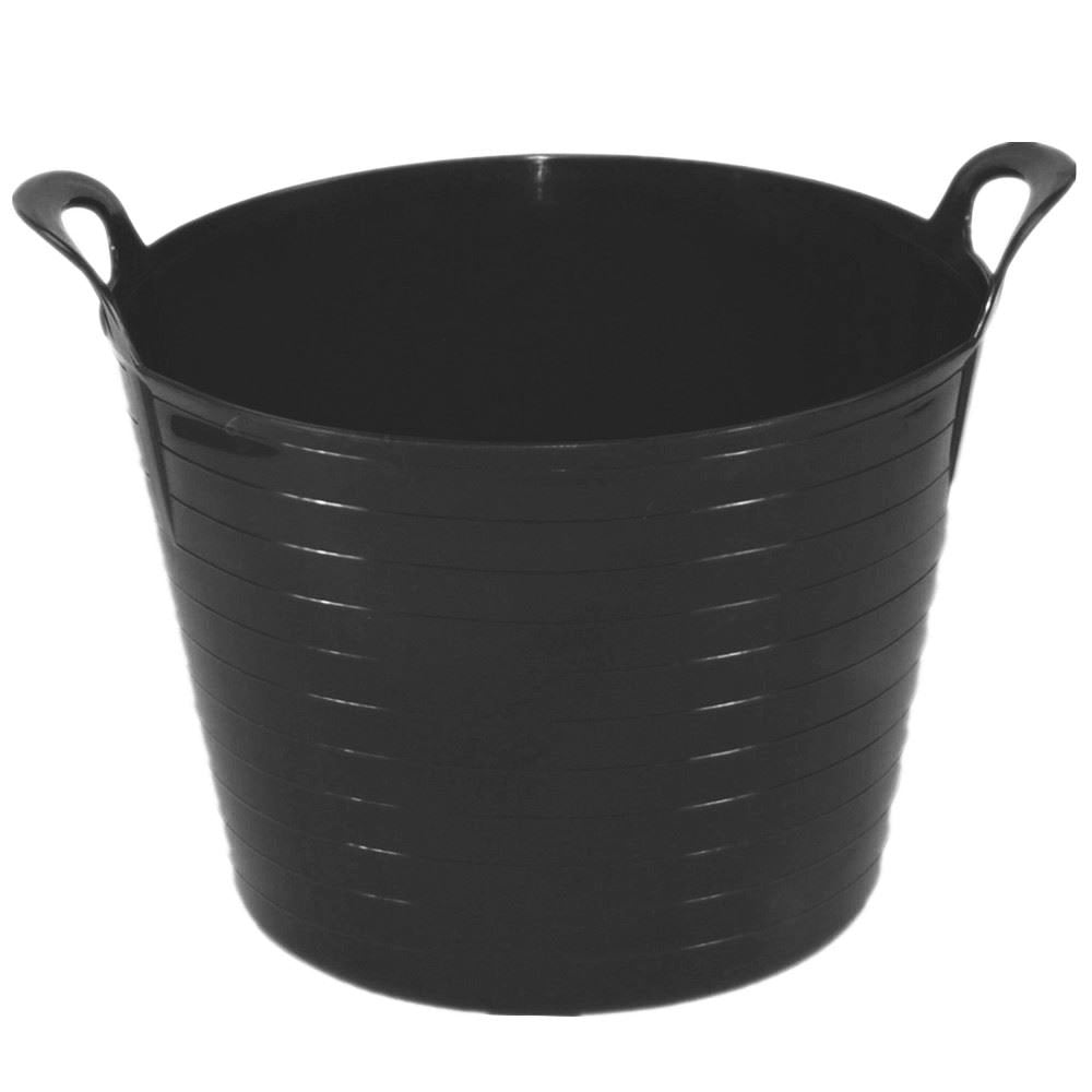 Srendi® 2 x Black 42 Litre Large Flexi Tub Garden Home Flexible Colour Rubber Storage Container Bucket Polyethylene Flex Tub - Made in U.K.