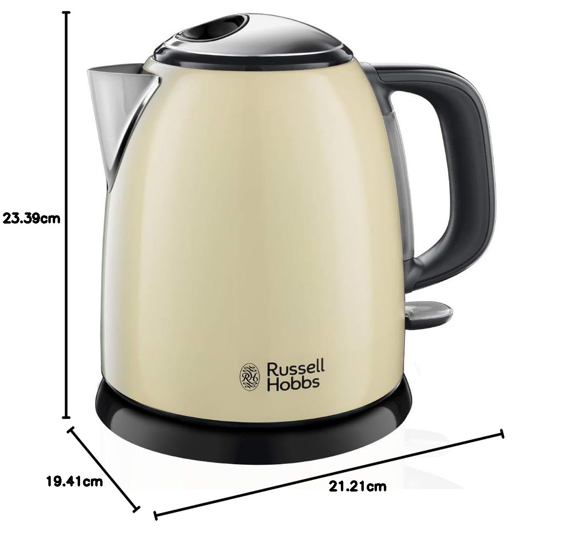 Russell Hobbs Colours+ 24994-70 Kettle [1.0 L] Stainless Steel Cream (2400 W, Quick Boil Function, Removable Limescale Filter, External Water Level Indicator, Small Travel Kettle)