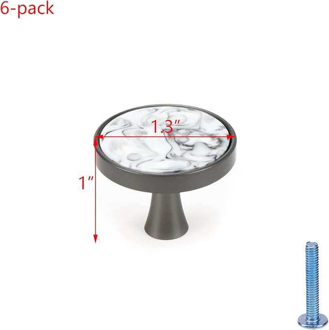 HEVSTIL 33 * 26MM Grey Marble Pattern Cabinet Knobs Marble Kitchen Cabinet