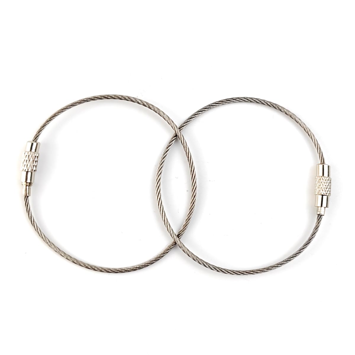 ROYHOO 50PCS Stainless Steel Wire Keychains Cable, Key Rings, Heavy Duty Luggage Tags Loops Tag Keepers 1.5mm Twist Barrel (Cable Length: 5.9 inches)