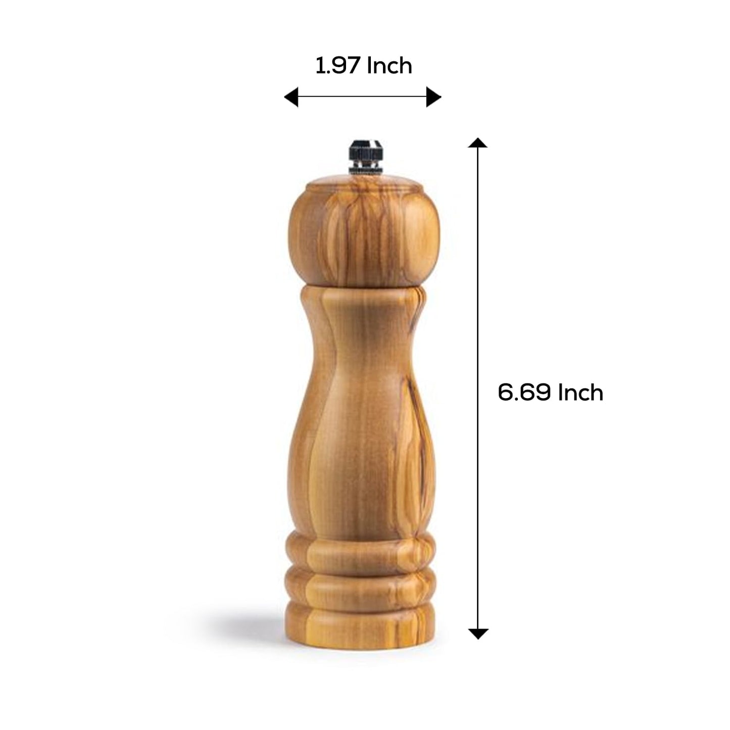 Cat Cora Salt Pepper Mill, Professional Italian Olivewood and Ceramic Mechanism For Grinding Peppercorns and Coarse Salt, Ergonomic Contoured Design