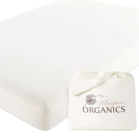 Whisper Organics, 100% Waterproof Mattress Protector - Pique Textured Weave, Breathable Soft & Durable - King Mattresses Cover - GOTS Certified Organic - White, 17" Deep Pocket, 78x82 Inch