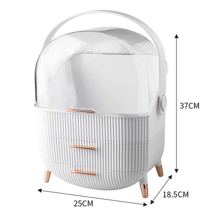 Multi-Function Make Up Case Dustproof Cosmetic Storage Box, Organizer Skin Care Products Jewelry Organizer Finishing Box for Bedroom Bathroom Desktop (White)