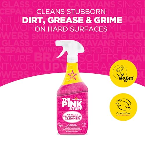 Stardrops The Pink Stuff Miracle Multi-Purpose Cleaner – Removes Grease, Grime, and Stains on Kitchens, Bathrooms, Floors, and More, 25 fl Oz