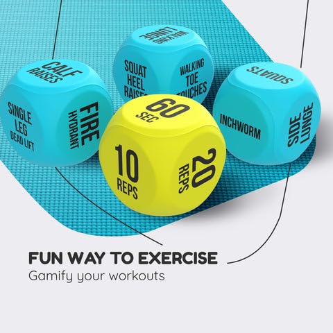 TidyFriend Exercise Dice, 6 Sided Foam Fun Workout Dice for Solo or Group Classes, Great Dynamic Exercise Equipment (Blue)