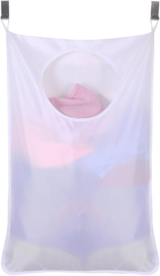 Oxford Fabric Space Saving Door-Hanging Laundry Hamper Bag + 2 Stainless Steel