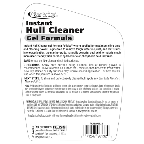 STAR BRITE Instant Hull Cleaner - 32 Oz Gel Spray - Easily Remove Stains, Scum Lines & Grime on Boat Hulls, Fiberglass, Plastic & Painted Surfaces (096132)
