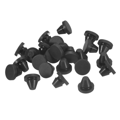 uxcell 25Pcs Silicone Plugs, Rubber Round Snap in Locking Hole Plugs for 6-7mm Hole, Hole Stoppers Waterproof Hole Plug for Metal Tube, Furniture End Caps Inserts, Black