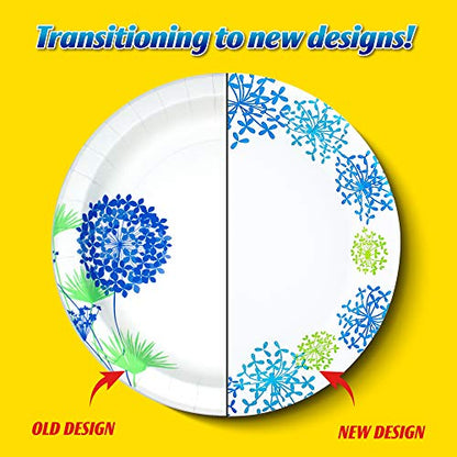 Glad Tabletop 10.25" Round Paper Plates in Blue Hydrangea; 50 Count (BB0100)