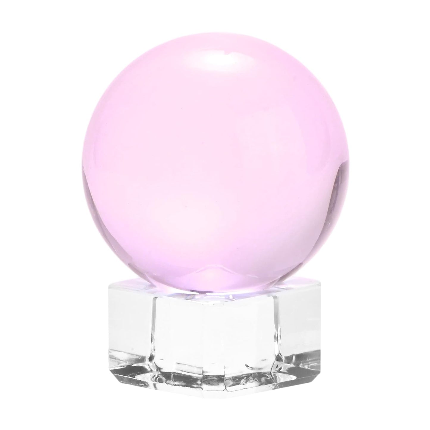 M METERXITY 40mm/1.6 Inch K9 Crystal Glass Ball with Stand Solid Crystal Ball Sphere Ornament for Home/Office/Photography/Magic [Pink]