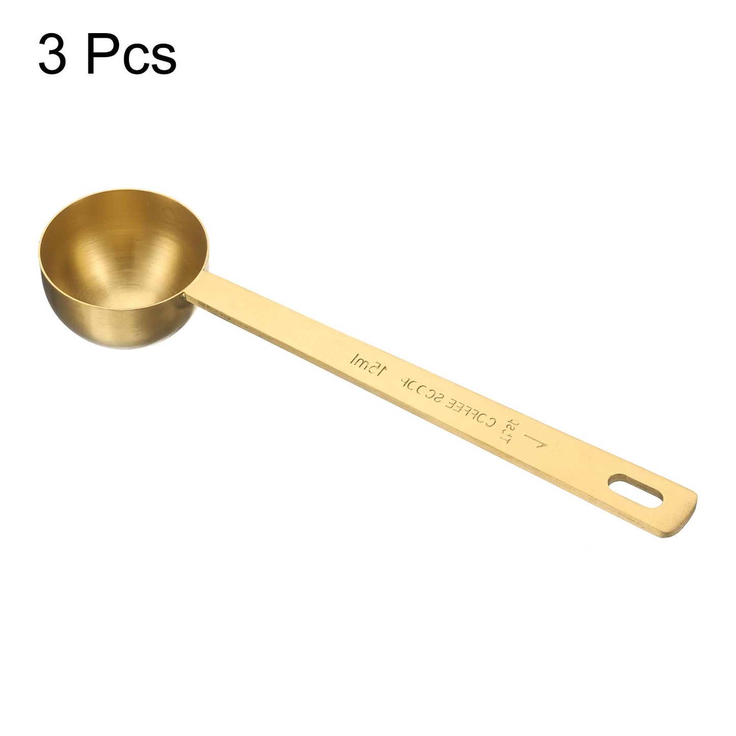 HARFINGTON 3pcs Coffee Scoop Spoon 1tbsp (3tsp, 15ml) 304 Stainless Steel Long Handle Teaspoon/Tablespoon Measuring Spoons Scoops for Tea Sugar Kitchen, Gold