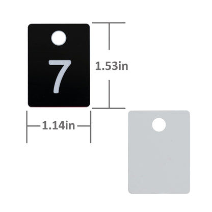 StayMax ABS Plastic Numbered Key Tags Rectangle ID Tag Number Disc with Hole (1-50, Black)