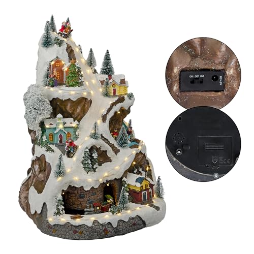 Alpine Corporation 18"H Indoor Animated Winter Wonderland Christmas Tabletop Decor with and Warm White LED Lights and Music, Holiday Display