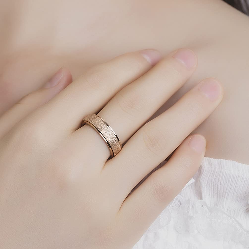 OreilleStar Anxiety Ring for Women Men Fidget Toys Adults Titanium Stainless Steel Fidget Spinner Ring 6mm Wide Band Cool Mood Rings Size 10 Rose Gold Hand Polished